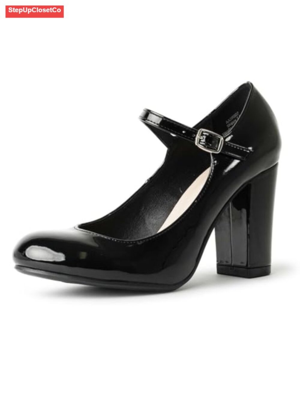 Women's Chunky Block Heel Mary Jane Pumps Round Toe Patent Dress Heels